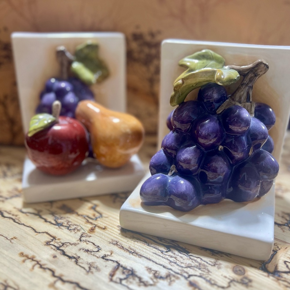 Vintage Home Interiors Sonoma Villa Ceramic Fruit Book Ends Set. Great Condition - Picture 6 of 8
